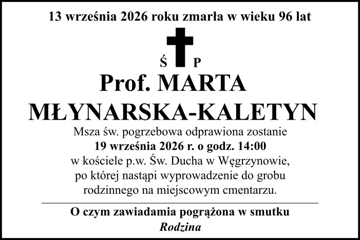 Nekrolog - Marta Młynarska-Kaletyn